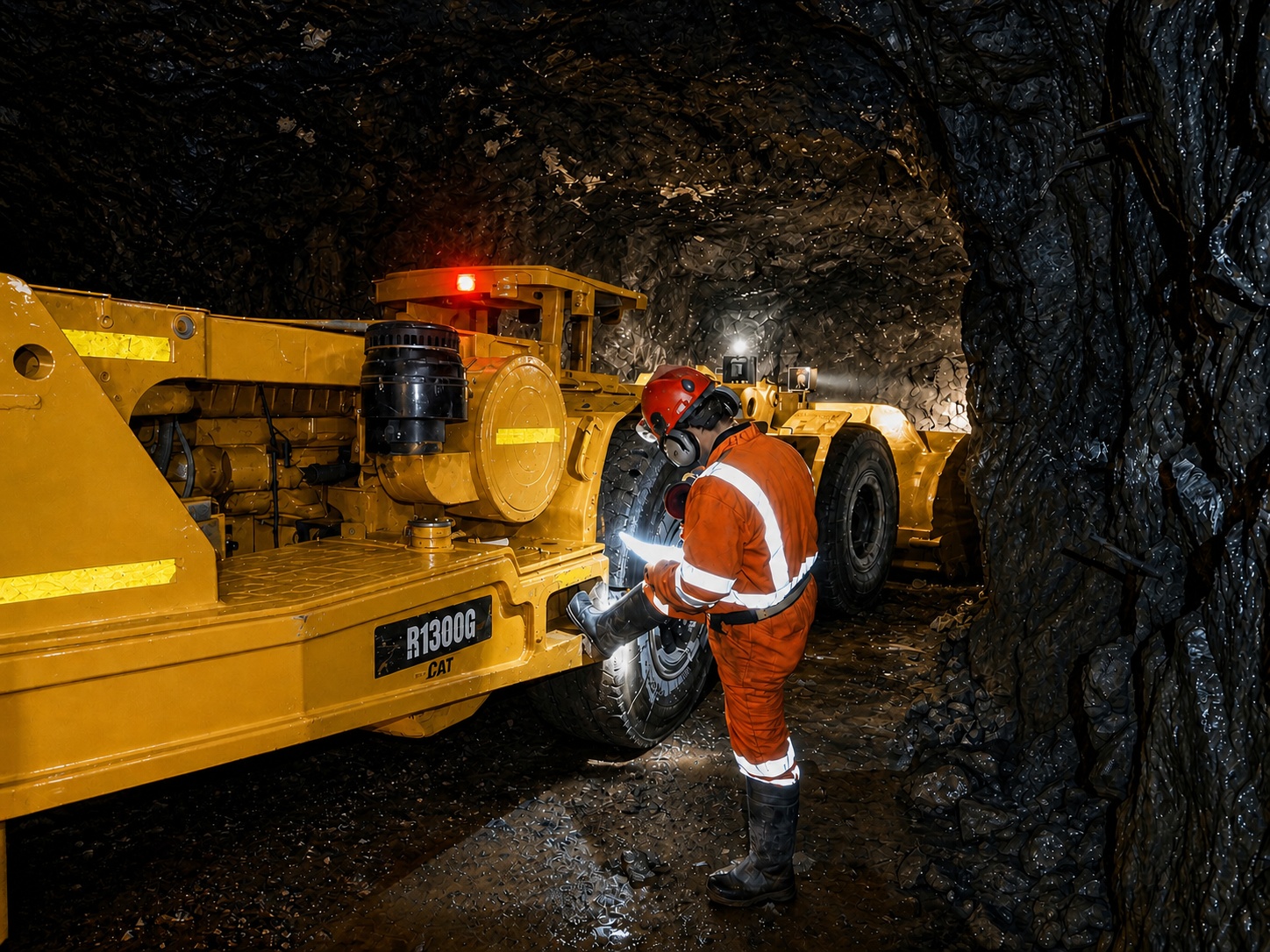 Equipo CAT R1600G en operación subterránea